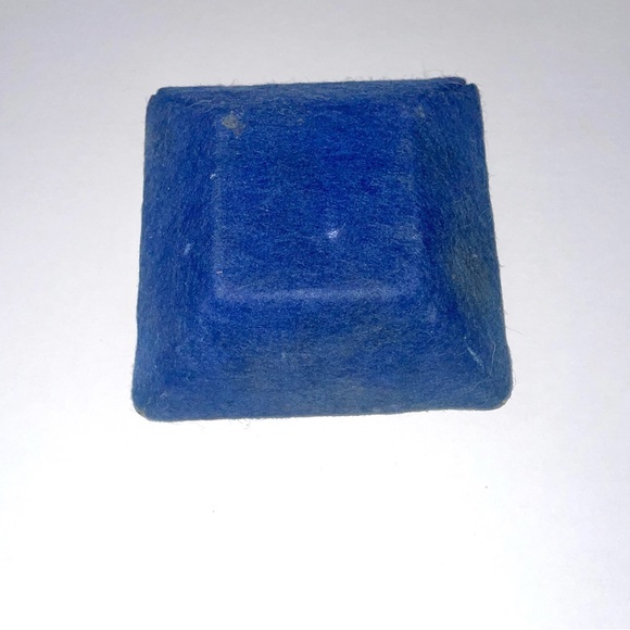 Postage Stamp Ashtray 4.5” Square Glass Blue Felt Bottom Mid Century Vintage - Picture 7 of 8
